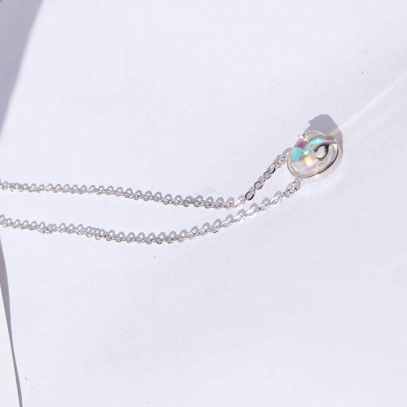 Vòng Cổ Tinh Tế Của Phụ Nữ Đá Mặt Trăng Pha Lê Vòng Cổ Mặt Dây Chuyền Fashion Moonstone Crystal Round Pendant Necklace Jewelry Accessories