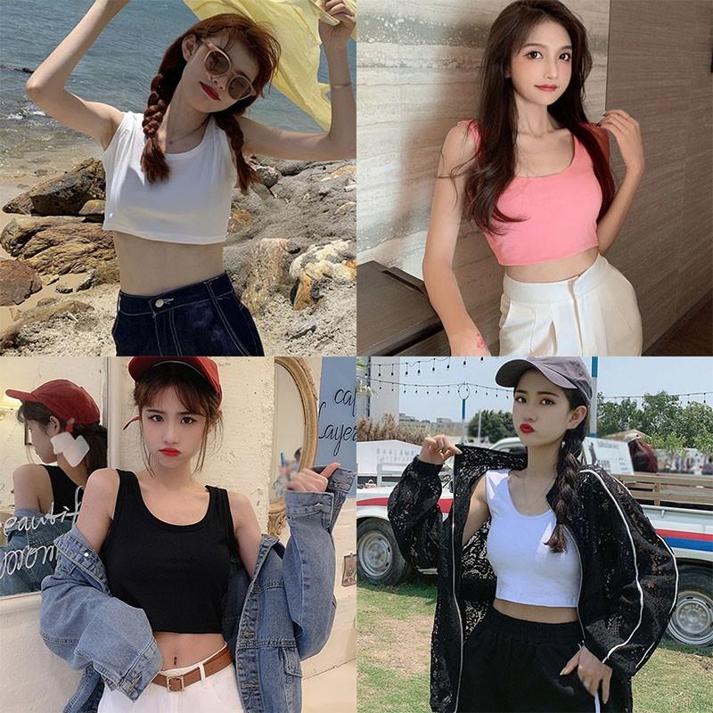 Áo Hai Dây Cổ Chữ U Phong Cách Hàn Quốc Cho Nữ