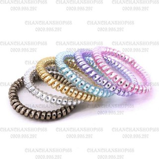 [Lhoa] Cột tóc lò xo nhũ bạc nakha