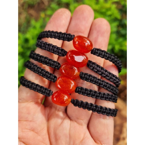 Vòng tay tết macrame đá Carnelian tự nhiên có 2 kiểu dáng tết dây unisex