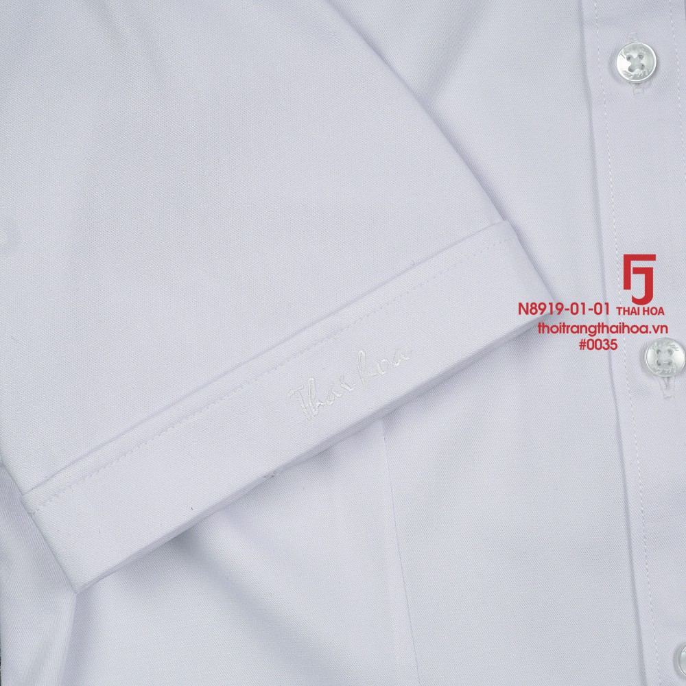 Áo sơ mi nữ Thái Hòa N8919-01-01 công sở ngắn tay, màu trắng, chất liệu sợi tre siêu thoáng khí, mát mẻ | BigBuy360 - bigbuy360.vn