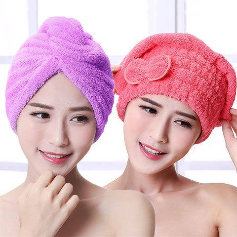 MICROFIBER Khăn Trùm Đầu Sấy Khô Tóc Bằng Vải Lông Cừu San Hô Dày Dặn Thấm Hút Nhanh Khô Cho Nữ