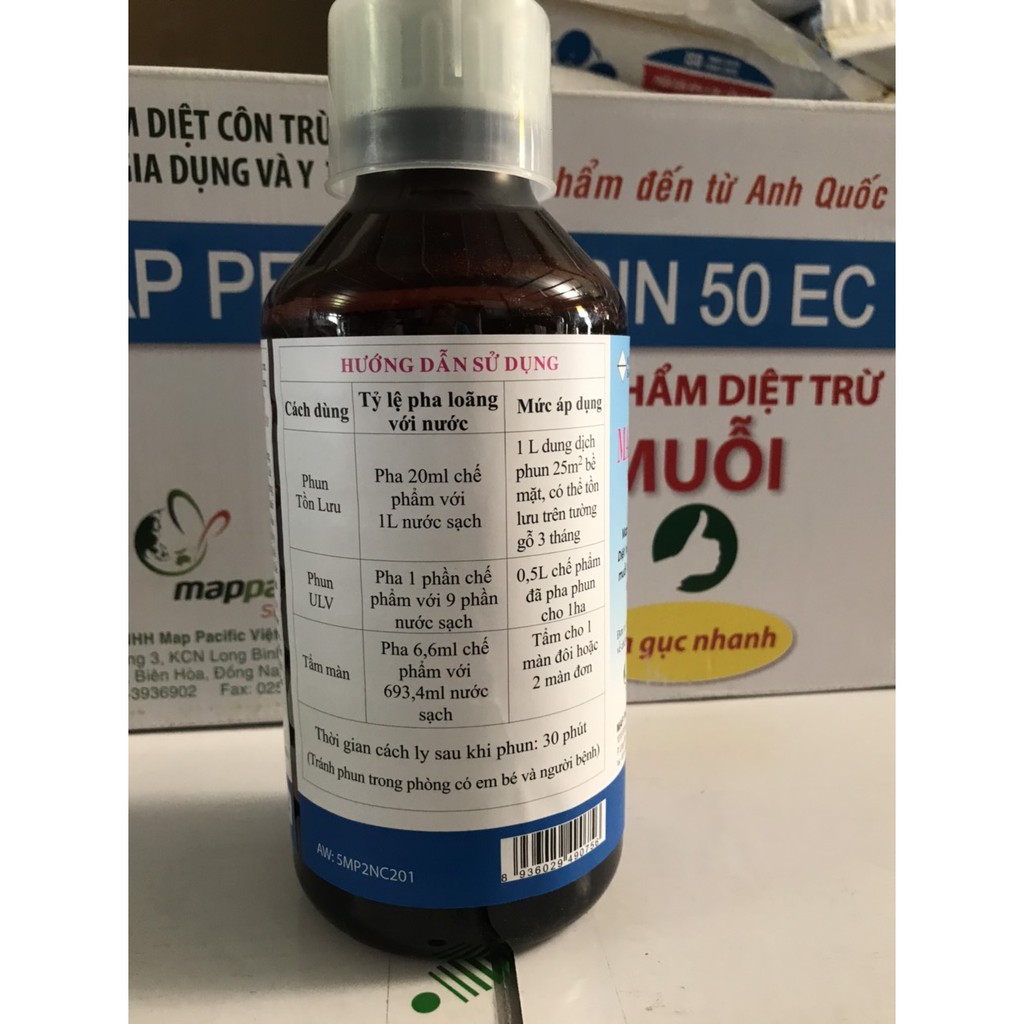 Thuốc diệt muỗi, côn trùng Map Permethrin 50EC - Chai 1 Lít (Xuất xứ Anh Quốc)