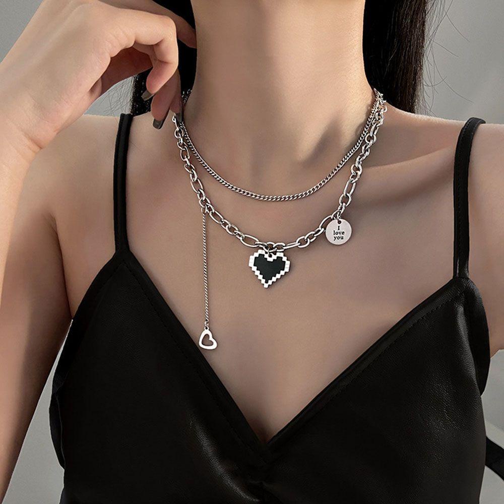 EUTUS Vòng cổ Hai Lớp Mặt Hình Trái Tim Thời Trang Dành Cho Nữ