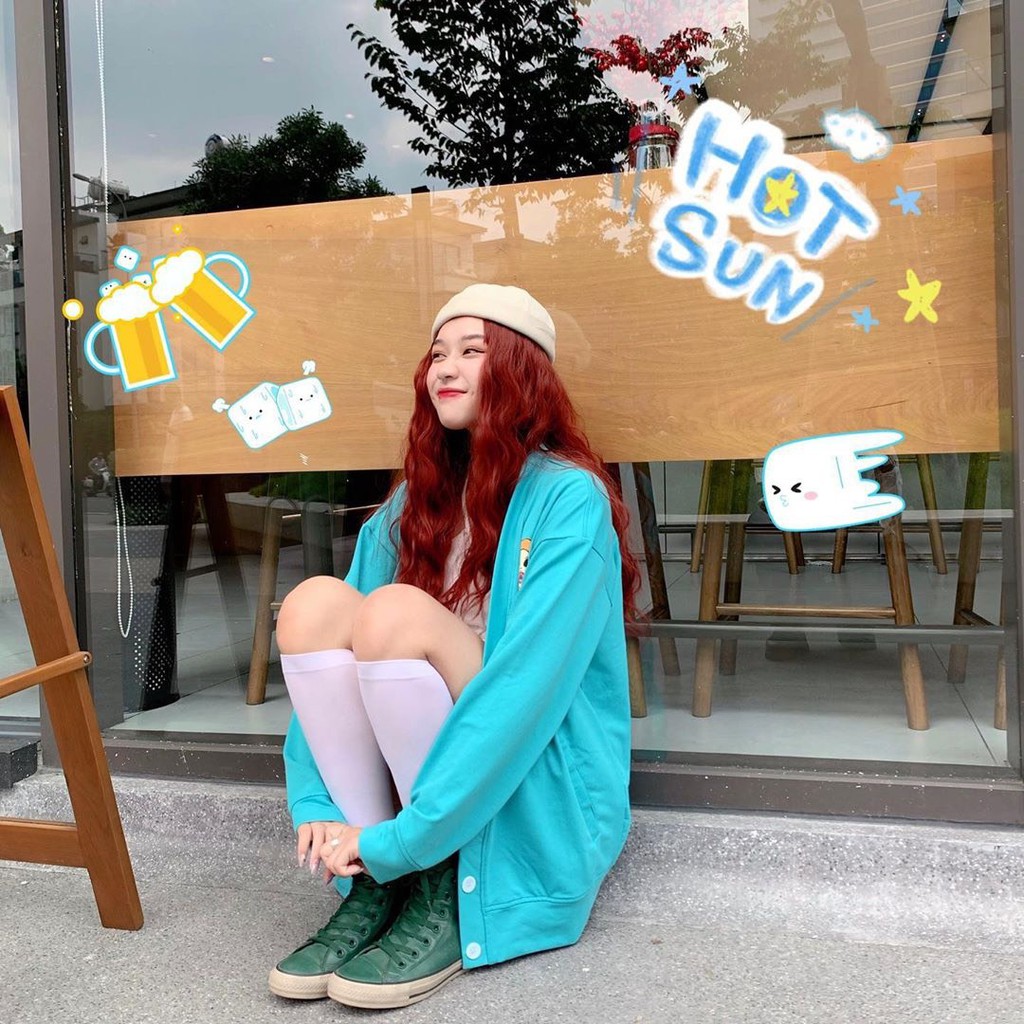 [deal] ÁO CARDIGAN XANH CHẤT LIỆU ÁO KHOÁC NỈ HOODIE DÁNG RỘNG CÚC CÀI HOT 2021 | BigBuy360 - bigbuy360.vn