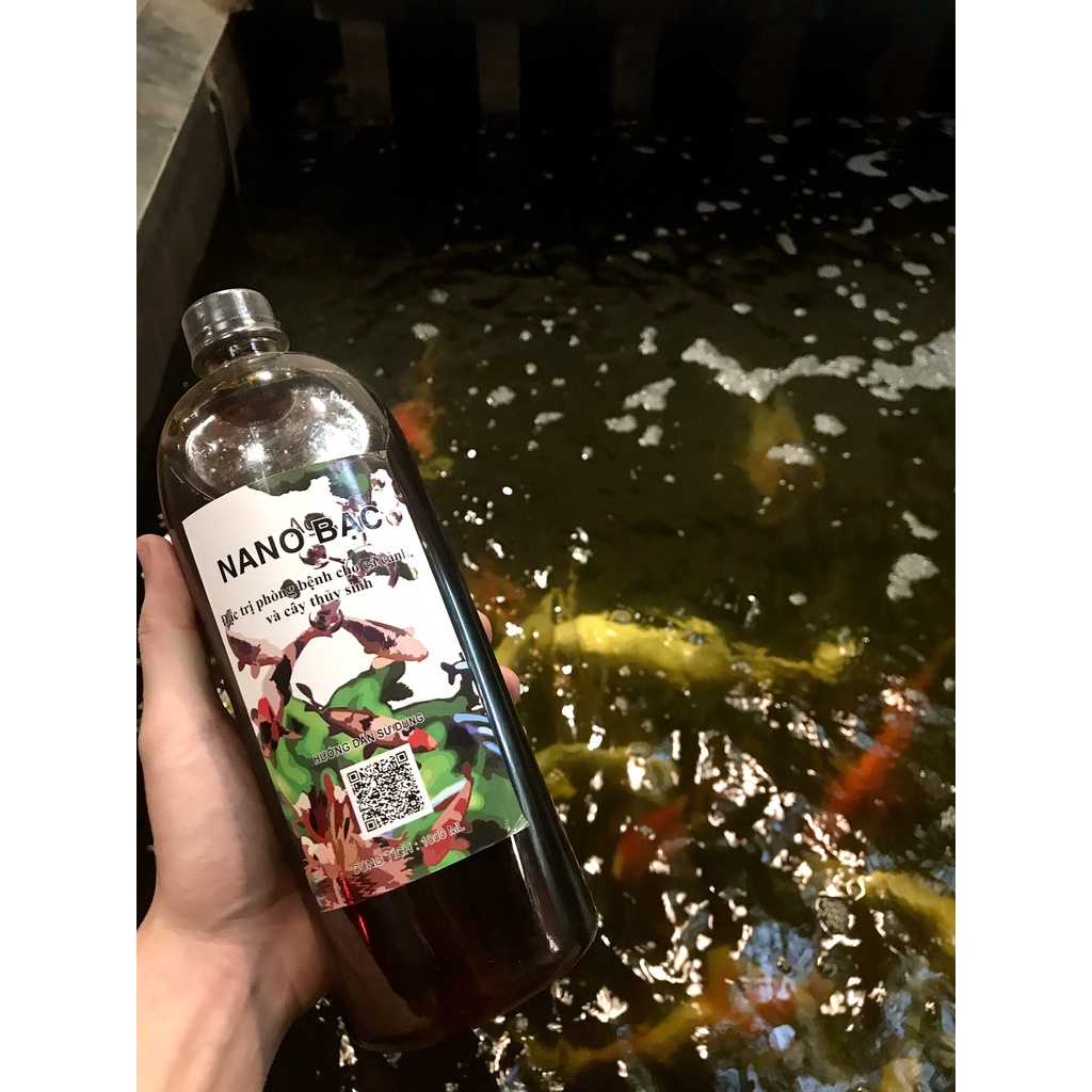 NANO BẠC - Đặc trị và phòng bệnh cho hồ cá cảnh, hồ cá Koi-Hàng Việt Nam - Dạng Chai , Dung tích 1000ML