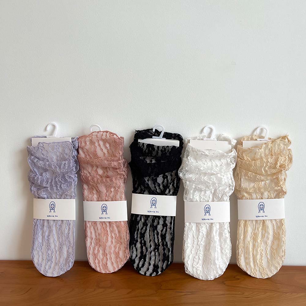 Tất lưới xuyên thấu siêu mỏng họa tiết hoa nhiều màu sắc phong cách lolita