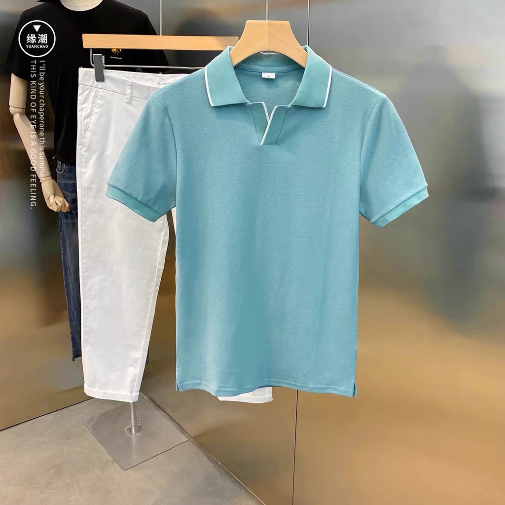 ÁO THUN NAM MẪU MỚI 4 màu VẢI MỊN ĐẸP CỔ TRỤ DỆT TAY NGẮN MÃ 24