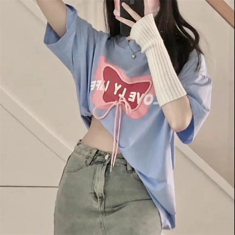 Áo Thun Phối Nơ Thời Trang Mùa Hè Hàn Quốc Dành Cho Nữ