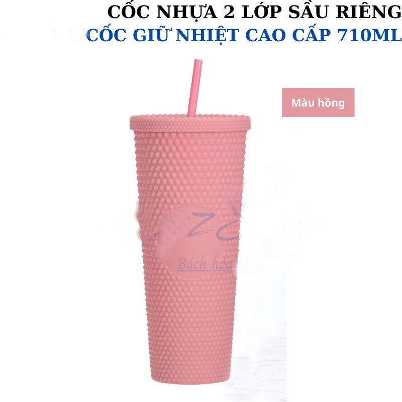 ❤Bán Chạy❤Ly Uống Nước Starbucks 710ml / 473ml Màu Hồng Nhạt Có Thể Tái Sử Dụng Kèm Ống Hút