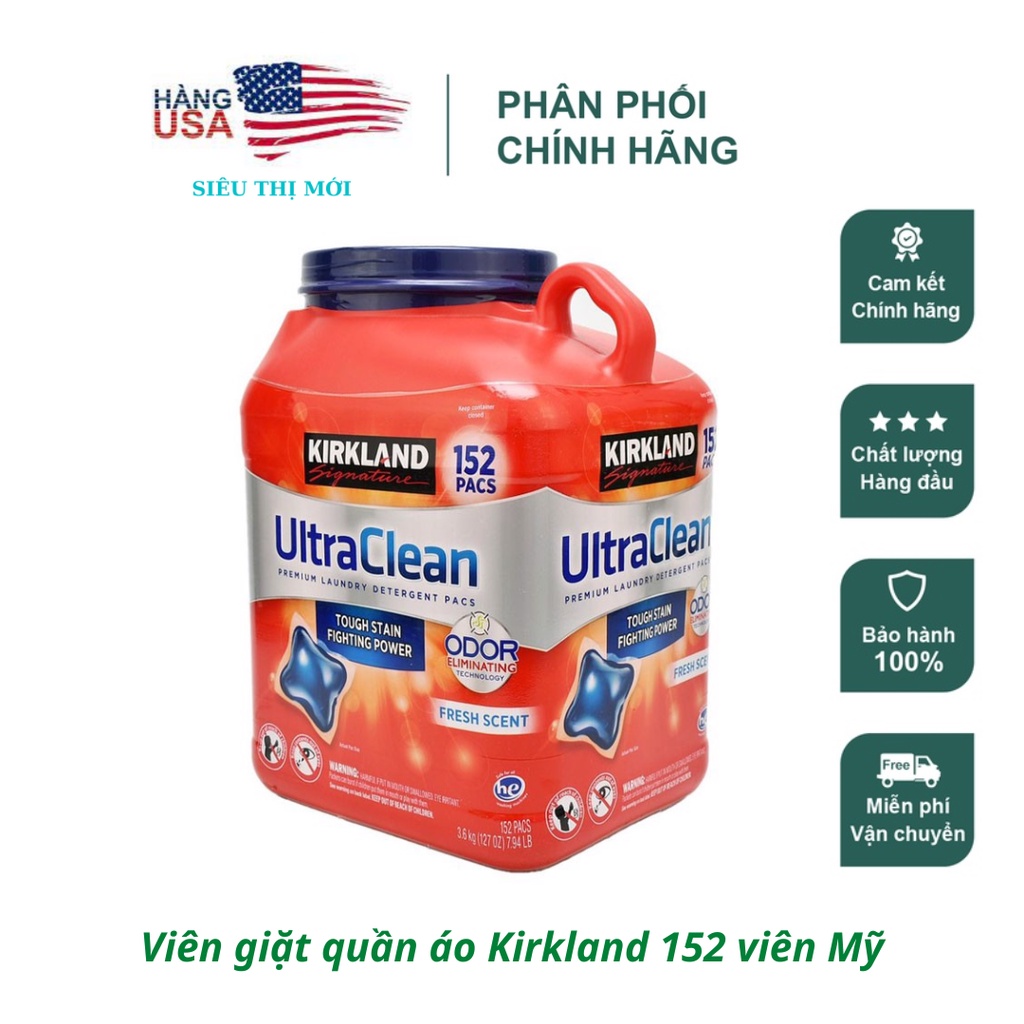 Viên Giặt Quần Áo Kirkland Ultra Clean 152 Viên – Mỹ cực kỳ tiện lợi