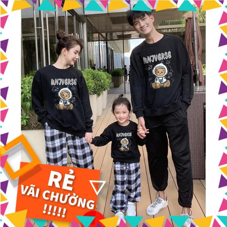 Áo hoodie nỉ gia đình cao cấp  Đồng phục Viet Family – Set họa tiết gấu Universe dễ thương