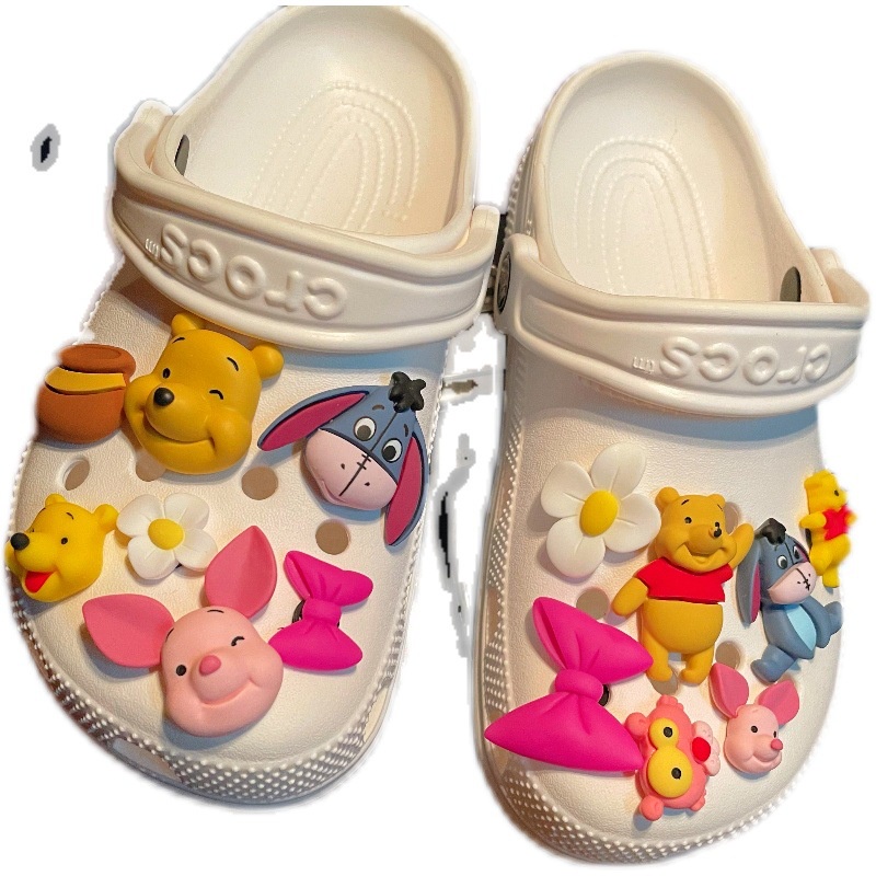 Bộ 15 Miếng Dán Trang Trí Giày Dép crocs diy Hình Winnie the Pooh Dễ Thương