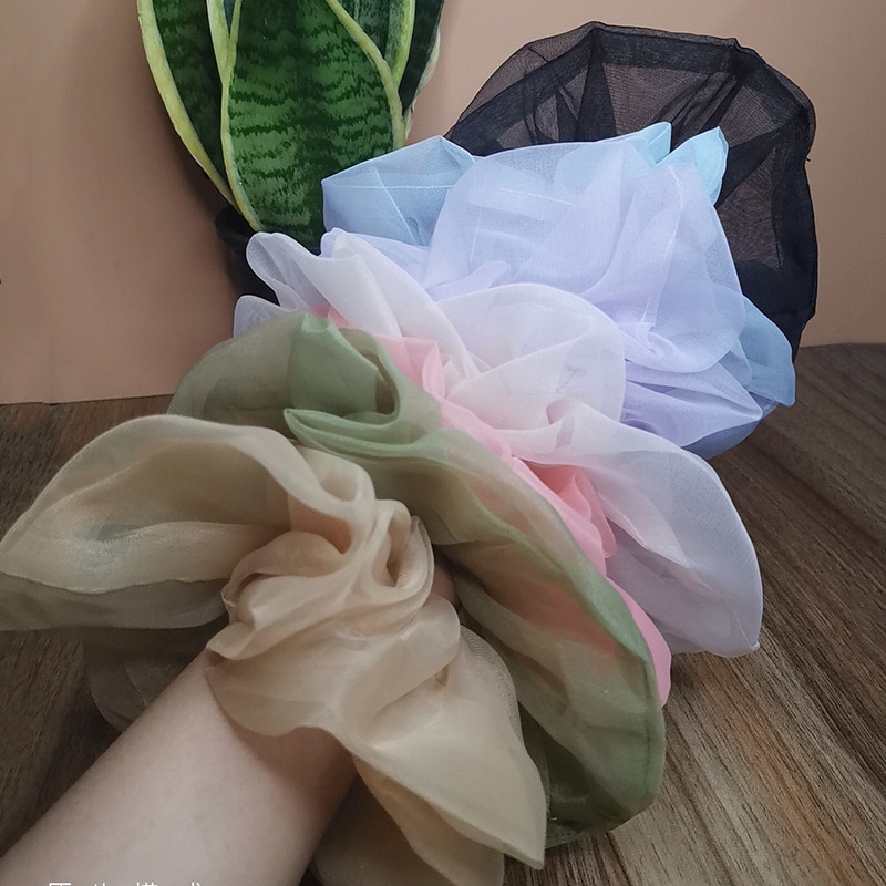 Fashion Oversized Satin Mesh hair ring / Fairy chiffon Large intestine circle hair rope