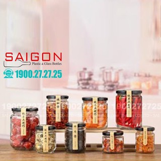 Hũ Gia Vị Thủy Tinh Tròn Trụ Nắp Thiết | Tùy Chọn Dung Tích