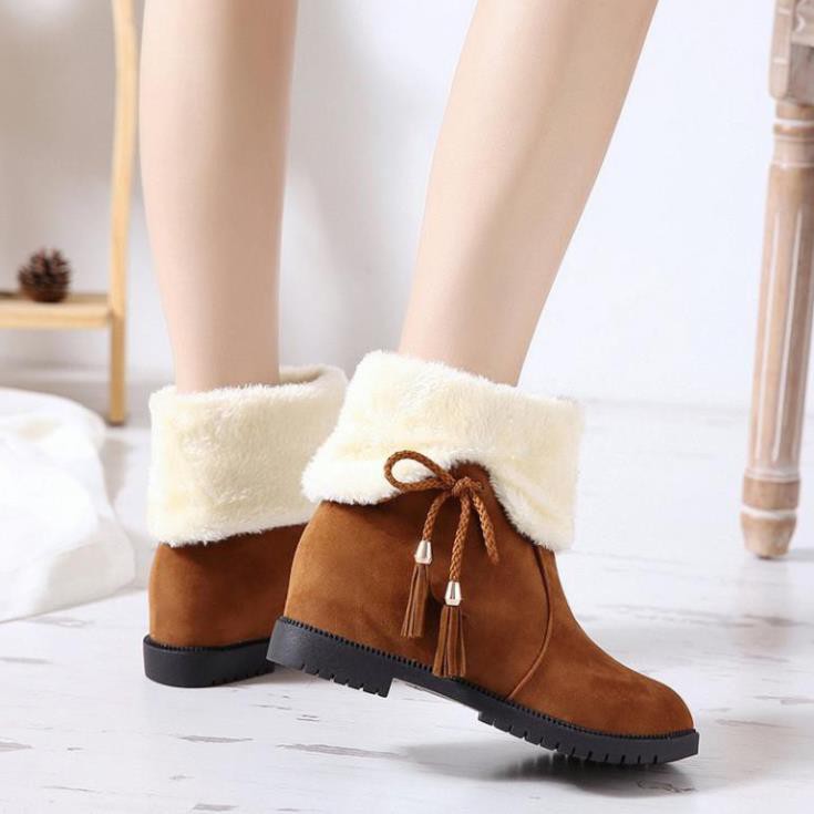 [Hàng Có Sẵn] [Hàng Có Sẵn] BỐT NỮ ĐỘN ĐẾ LÓT LÔNG - BỐT NỮ CAO CỔ - ĐẾ CAO 3CM | BigBuy360 - bigbuy360.vn