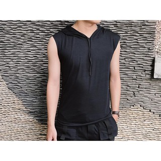 Áo Ba Lỗ Nam Mềm Mịn, Chống nhăn, Chống xù, Chống bai màu Mẫu Mới Nhất - Màu Đen Có Mũ