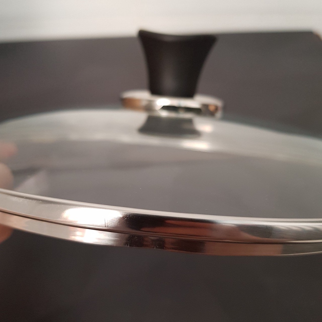 Nắp kính cường lực viền inox dùng cho nồi và chảo Hàn Quốc size 22/ 24cm
