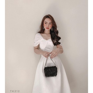 Đầm dự tiệc xòe taffta xoắn ngực