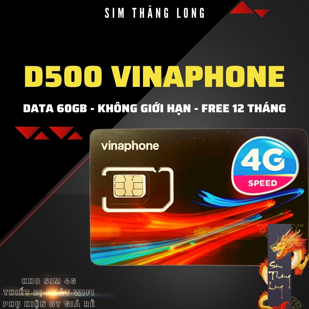 Sim 4G Vinaphone D500 Có Sẵn 60Gb (5Gb/Tháng) Lên Mạng Miễn Phí Cả Năm Không Giới Hạn Dung Lượng- Không Cần Nạp Tiền