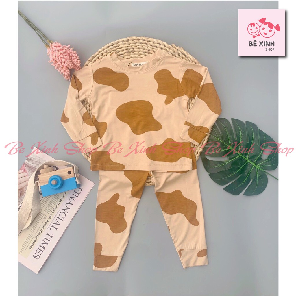 Đồ bộ Bò Sữa dài tay cho bé trai bé gái Minky Mom [Bán Chạy Nhất] Bộ bé trai gái dài tay quần áo BÒ SỮA trẻ em thun lạnh