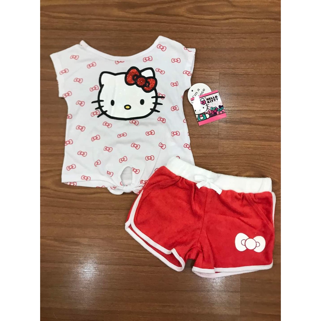 Bộ cộc tay bé gái Hello Kitty chất cotton hàng siêu đẹp size 10-40kg