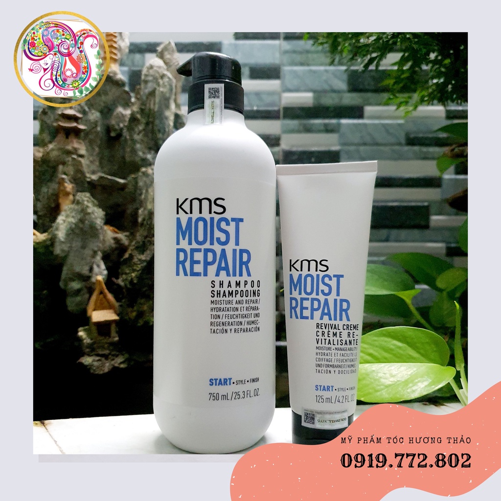 COMBO DẦU GỘI và Kem dưỡng PHỤC HỒI TÓC KMS MOIST REPAIR (750ML/125ML)