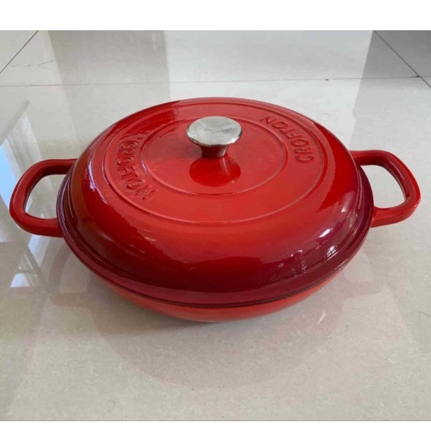 Nồi Chảo Gang Phủ Gốm Tráng Men Cao Cấp CROFTON Aldi Đức Size 30cm 5Quart 4.4 Lít Dutch Oven Dùng Được Bếp Từ