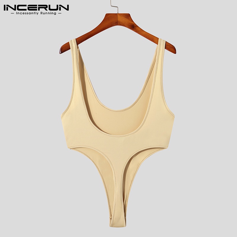 Jumpsuit INCERUN không tay màu trơn co giãn thời trang quyến rũ cho nữ