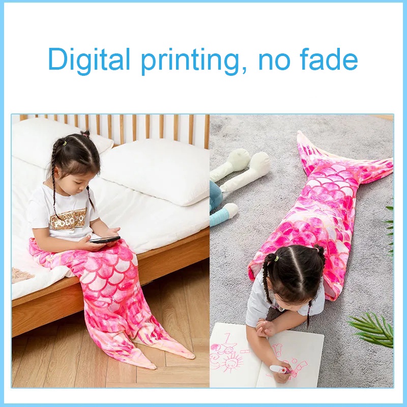 Chăn Len Dệt Kim Mềm Mại Hình Đuôi Nàng Tiên Cá Dành Cho Người Lớn Và Trẻ Em tp004