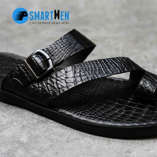 Dép Da bò thật SMARTMEN DSM-06 Đen