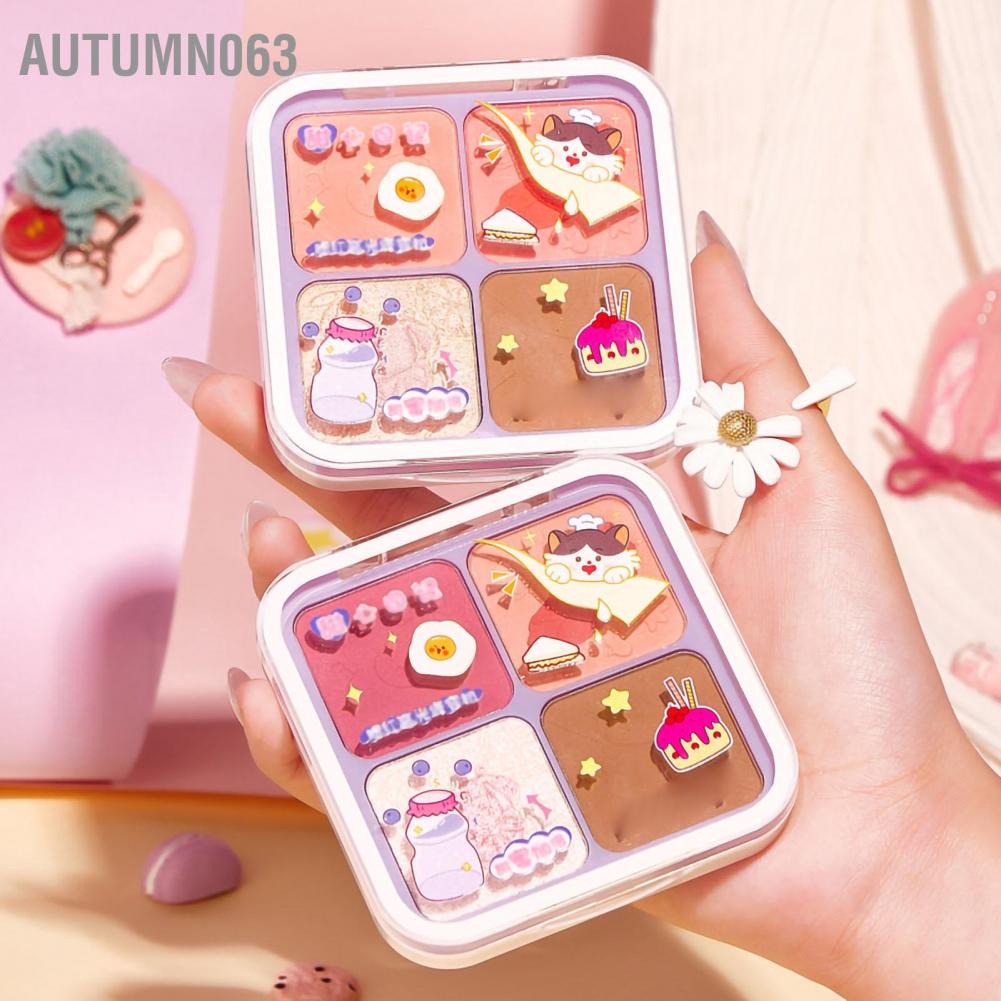 Autumn063 Phấn má hồng Highlighter Powder All in One Shine Color Palette Trang điểm cho học sinh