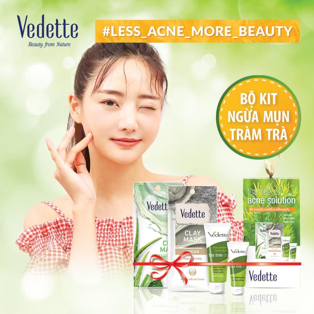 [Rẻ Vô Địch] Bộ tràm trà mini Vedette Tea Tree Oil Acne Solution - Sáng da, Giảm viêm và Ngừa mụn