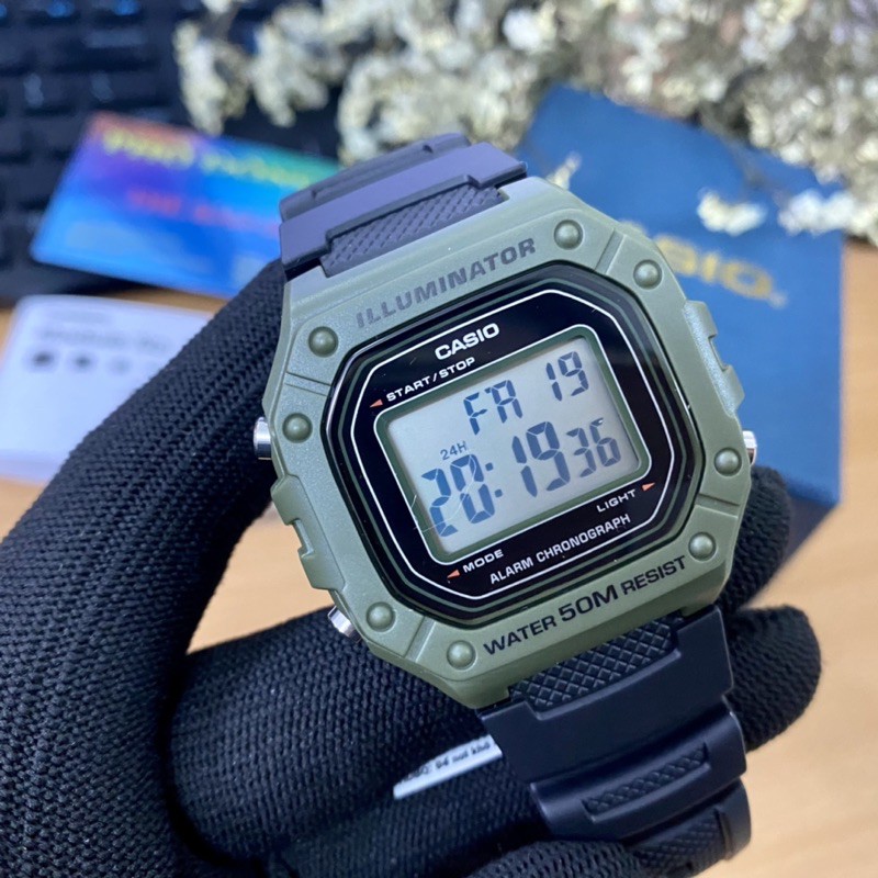 Đồng hồ nam dây nhựa Casio Anh Khuê W-218H-3AVDF
