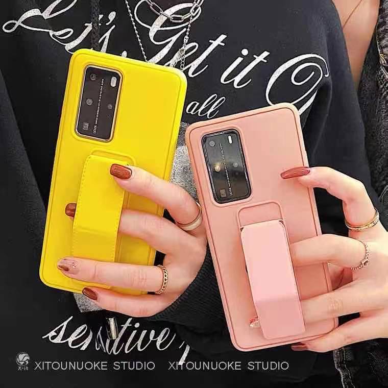 Candy Color Samsung Galaxy Note 20 Ultra Silicone+PC Case With Holder Ốp lưng  A51 A71 A11 A42 M51 S20 FE Note 10 Plus Mobile Phone Cover