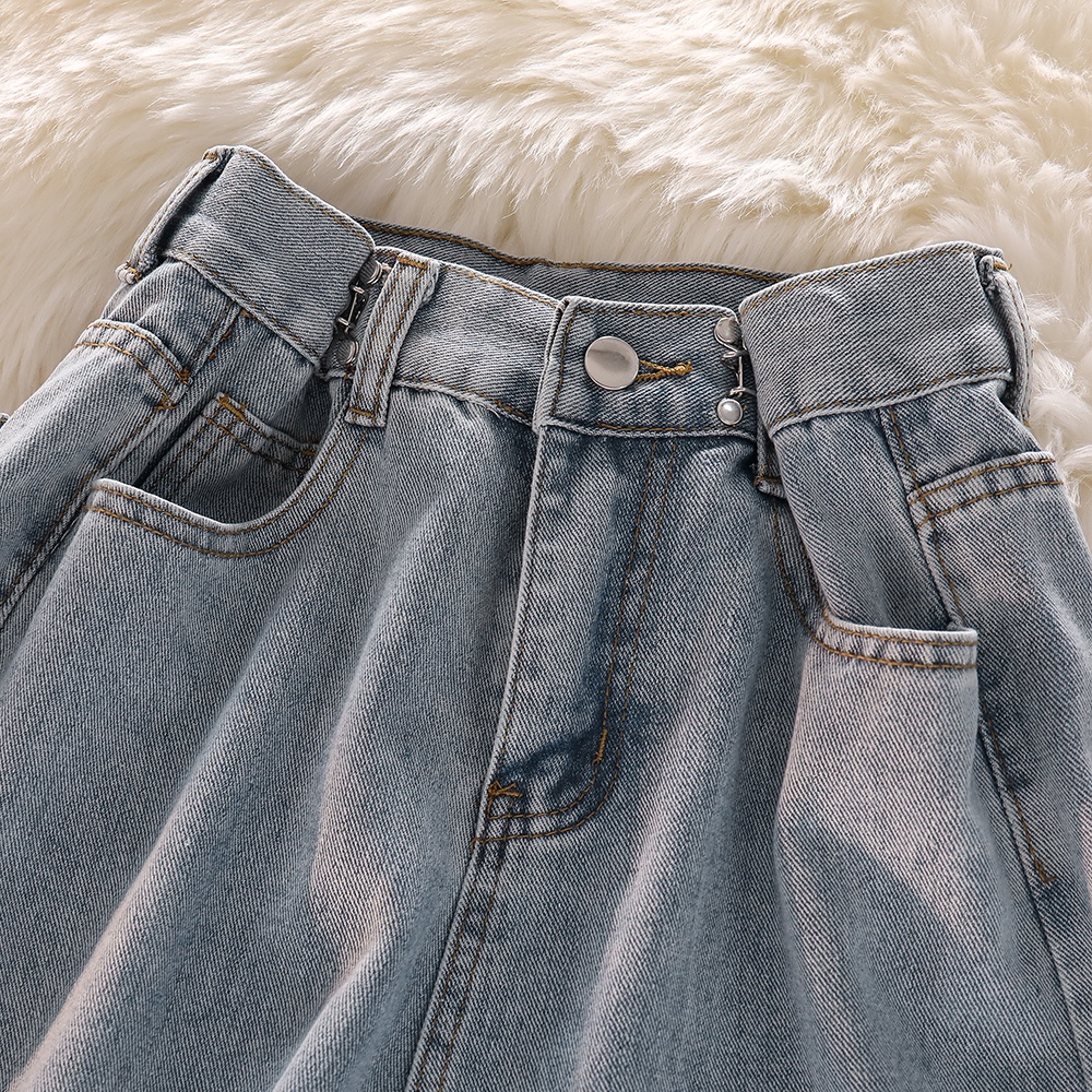 NUZIRO  Quần Jeans Dài Rách Gối Thời Trang Dành Cho Nữ