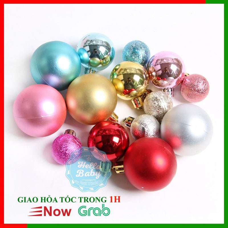 Hộp 6 quả châu trang trí Noel, trang trí cây thông