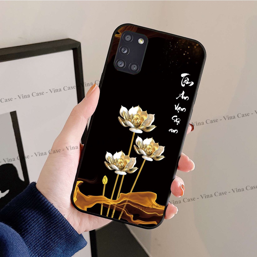 Ốp lưng kính 3D cho Samsung A31 - Samsung A51 - Samsung A71 - Samsung M31 - Samsung M51 - Samsung M52 in hình Bông Sen