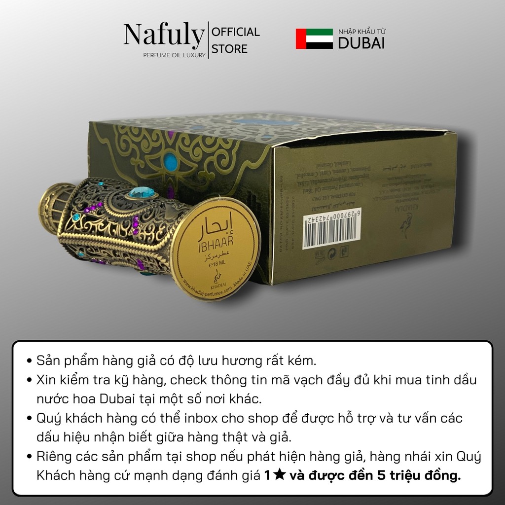 Tinh Dầu Nước Hoa Dubai Queen Ibhaar Khadlaj Nội Địa Nam Chính Hãng Nafuly Cao Cấp Giành Cho Nam Nữ Dung Tích 18ml | Thế Giới Skin Care