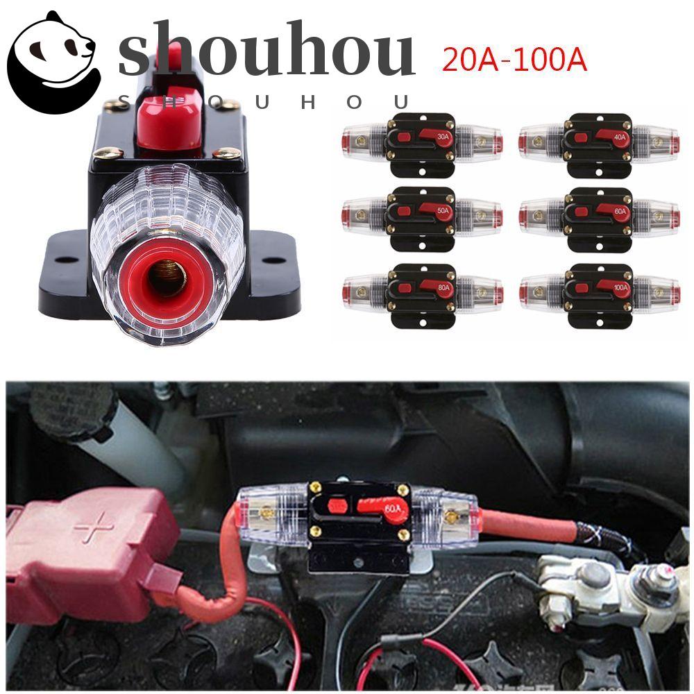 SHOUHOU Durable Car Circuit Breaker 20A-100A AMP Fuse Holder Insurance Switch Compatible Line Protection DC 12V Refit Adapter