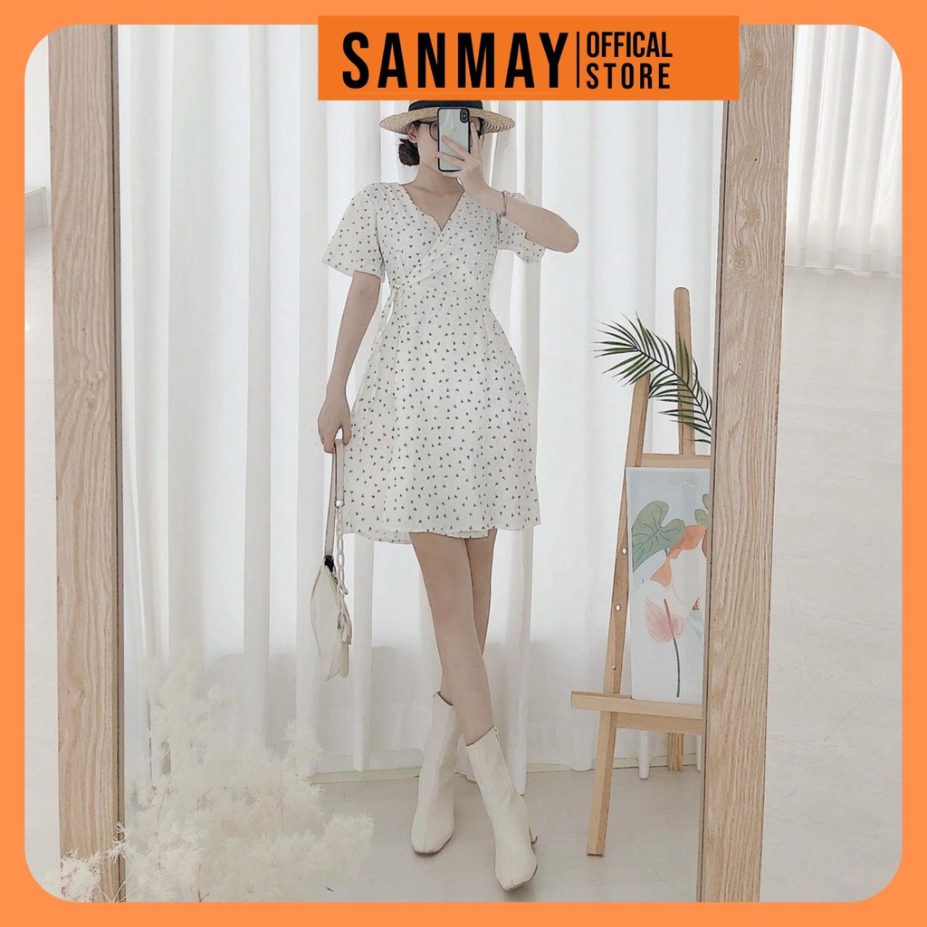 Váy Ngắn Công Sở SANMAY Đầm Hoa Nhí Vintage thiết kế liền nữ Hàn Quốc trẻ trung đi dự tiệc cưới, đi chơi đẹp VD033 | BigBuy360 - bigbuy360.vn
