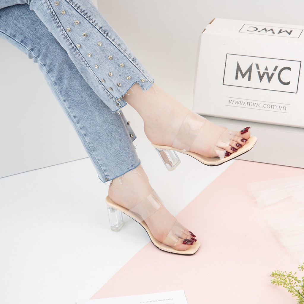 Guốc Cao Gót MWC Gót Thuỷ Tinh 7CM Quai Trong Trẻ Trung Thanh Lịch NUCG - 4122