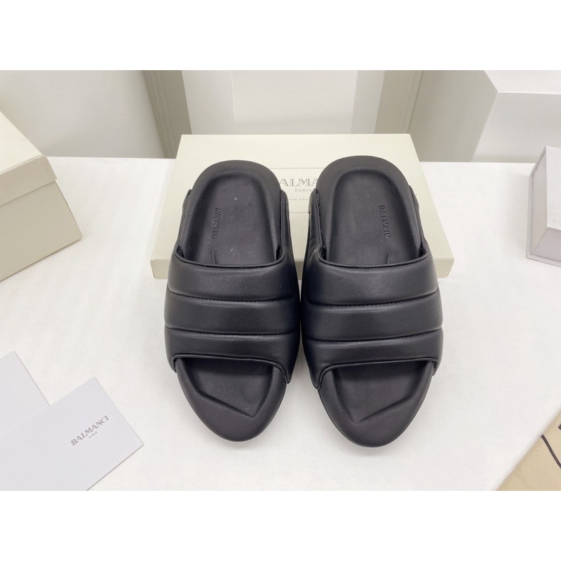 Dép thời trang nữ và nam đế dày mũi nhọn quai ngang thương hiệu Balmain cao cấp