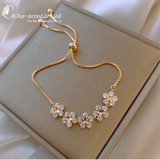 Vòng tay nữ - lac tay vàng đính đá hình bông hoa thiết kế nhiều kiểu dáng thời trang cá tính xinh xắn cho nữ