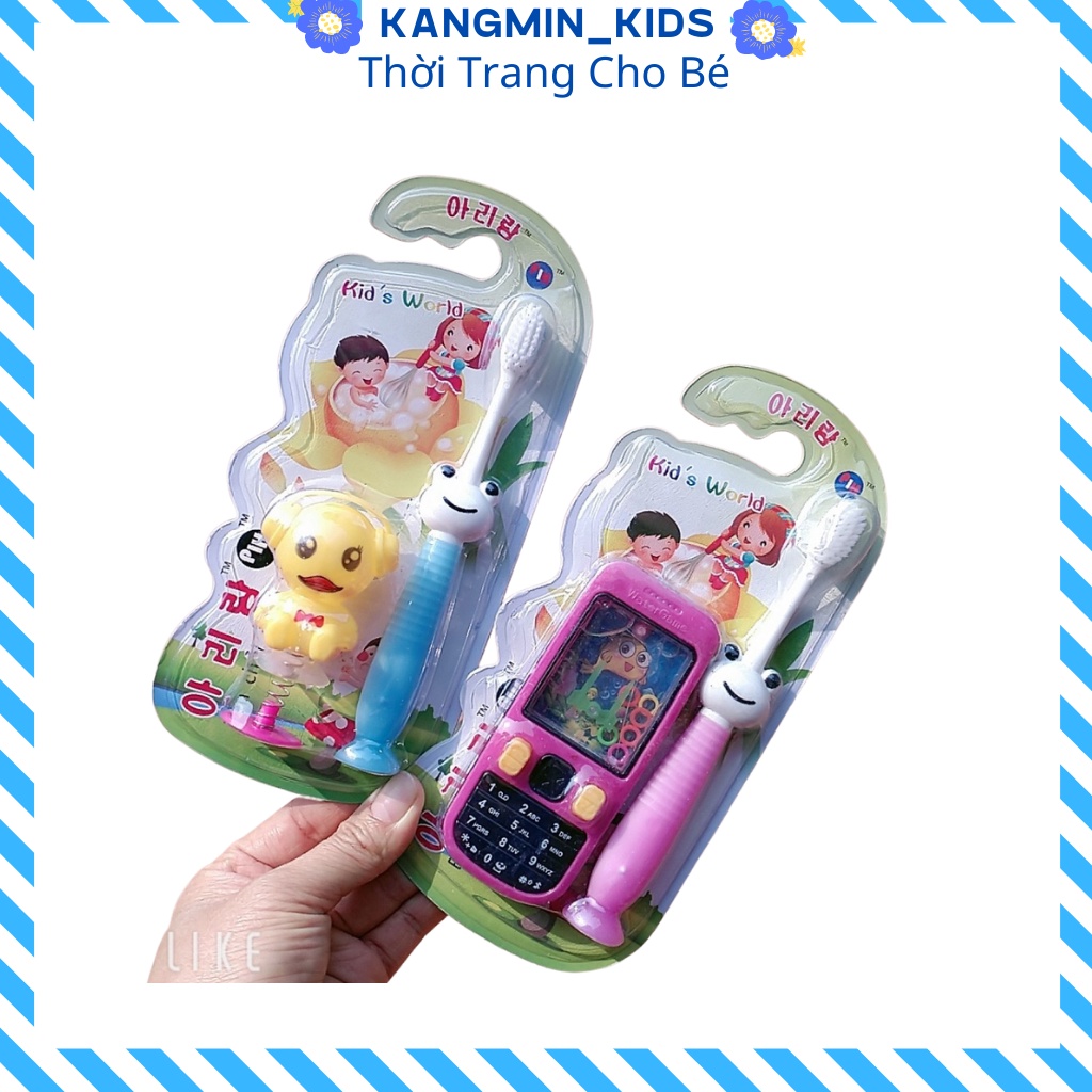 Bàn chải đánh răng cho bé Kangmin, bàn chải răng bé trai bé gái Kids Word siêu mềm, Đồ cho bé 1_ 6 T