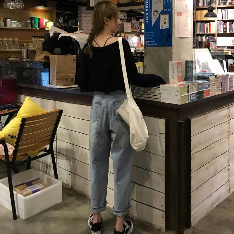 [Baywellfashion]Women Autumn Solid Color Loose Denim Wide Leg Loose Elastic High Waist Straight Casual Pants | BigBuy360 - bigbuy360.vn