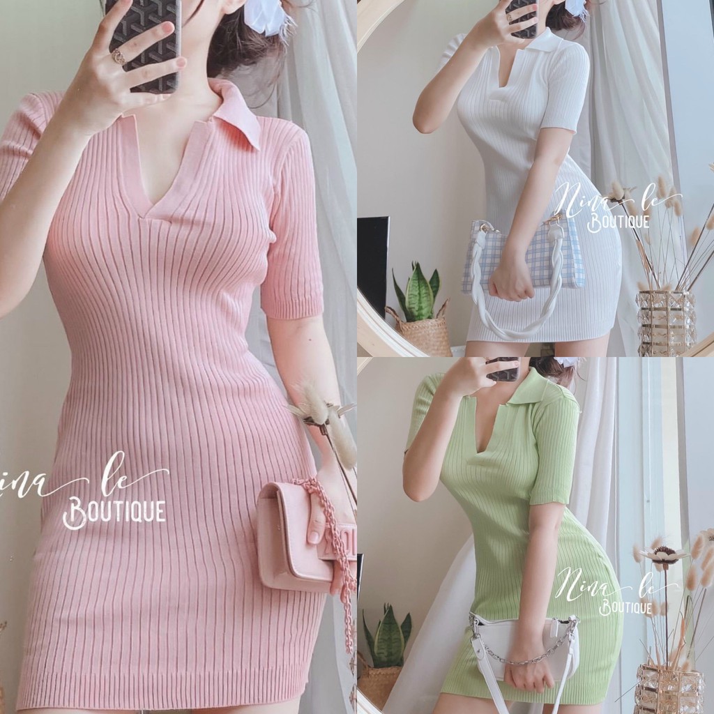 Đầm len gân cổ đức Basic cá tính Quảng Châu Phuonghangshop PHS1599 | BigBuy360 - bigbuy360.vn