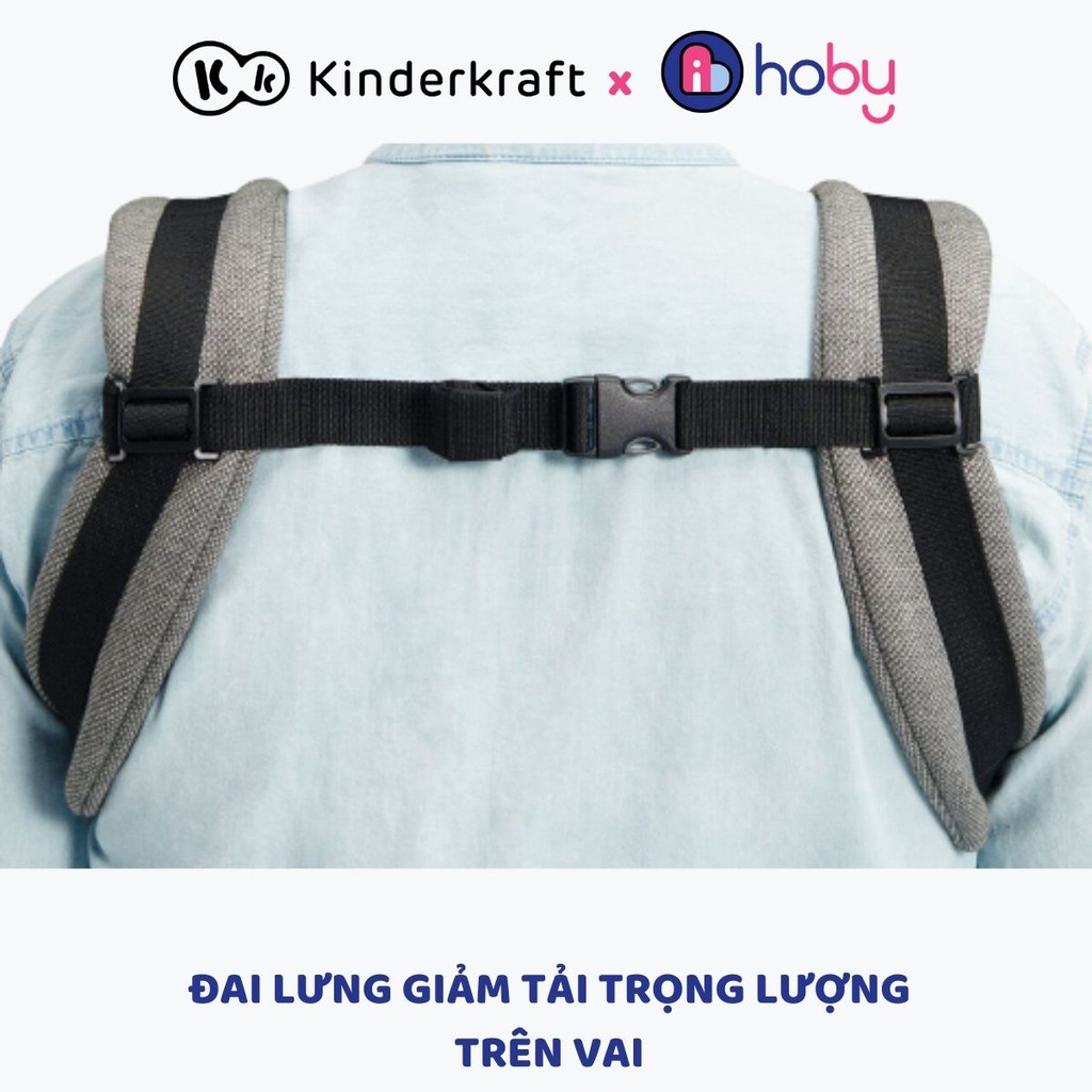 Địu trẻ sơ sinh cao cấp Kinderkraft nhập khẩu Đức -Địu em bé sling vải cotton cho trẻ từ 3 tháng, an toàn, chịu lực 20kg