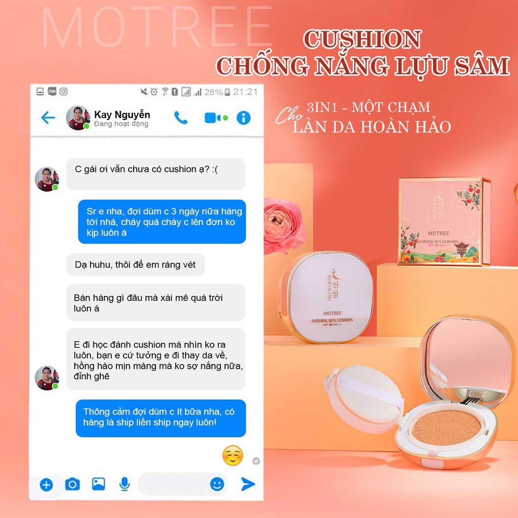 CUSHION Chống Nắng LỰU SÂM - Cushion Motree Phấn Phủ dưỡng da che khuyết điểm SPF 50+ PA+++ | BigBuy360 - bigbuy360.vn