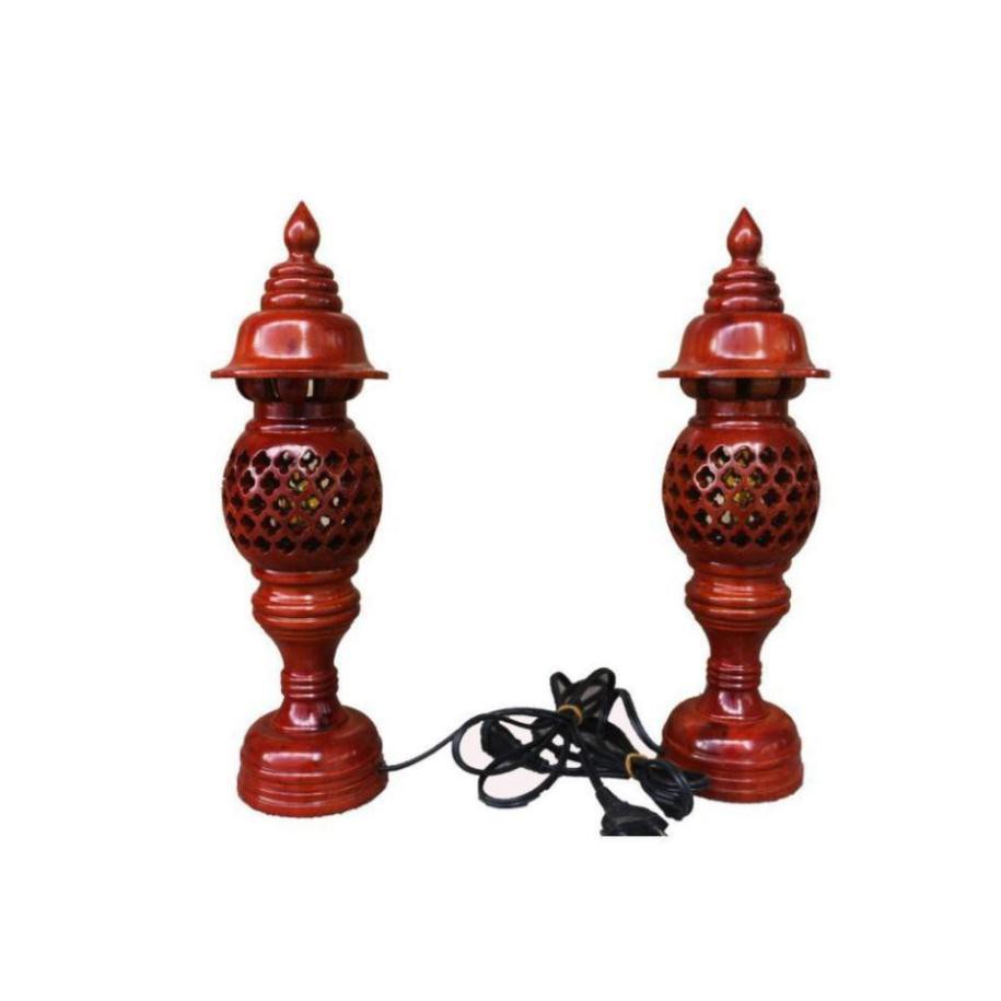 Cặp Đèn  Thờ Cúng Gỗ Hương